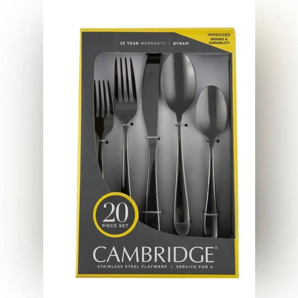 Cambridge Byram Black Mirror 20-Piece Flatware Set (Service for 4)